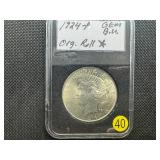 1924 Peace Dollar Marked Gem BU From Original Roll When Purchased