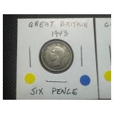 Silver 1943 and 1944 Great Britian Six Pence