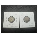 Silver 1943 and 1944 Great Britian Six Pence