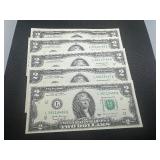 5 Sequential $2 Bills