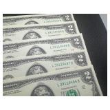 5 Sequential $2 Bills