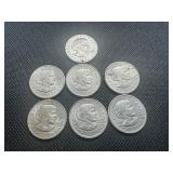 7 Susan B Anthony $1 coins 1 holed