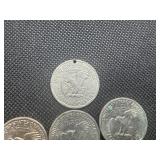 7 Susan B Anthony $1 coins 1 holed