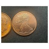 2 One oz Copper rounds Morgan and Liberty Design