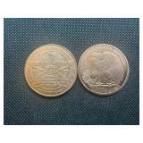 2 One oz Copper rounds Morgan and Liberty Design