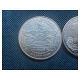 2 One oz Copper rounds Morgan and Liberty Design