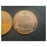 2 One oz Copper rounds Morgan and Liberty Design