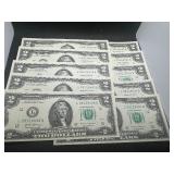 10 Sequential $2 Bills