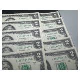10 Sequential $2 Bills