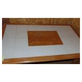 Table with Tile Inserts, Missing the Corner Wood Pieces, 29 x 61 x 38