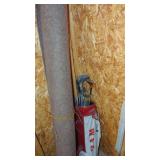2- Lawn Sprayers, Trash Can, Roll of Padding, Golf Clubs with Ram Bag