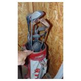 2- Lawn Sprayers, Trash Can, Roll of Padding, Golf Clubs with Ram Bag