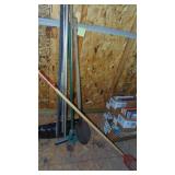 Selection of Yard Tools, Apple Picker, Roof Rake and Other