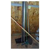 Selection of Yard Tools, Apple Picker, Roof Rake and Other
