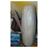 Box of Sewing Material, Roll of Foam, Yarn, Storage and Tablecloths