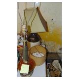 Jug Lamp and Vintage Amber Lamp with Vintage Shade