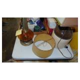 Jug Lamp and Vintage Amber Lamp with Vintage Shade