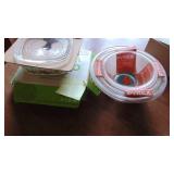 New Pyrex Clear Bowls and New Corning Ware Saucepan in Box