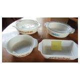 3-Pieces of Made in USA Ovenware and FireKing Covered Casserole
