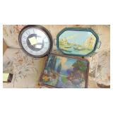 Clock and 2- Vintage Pictures