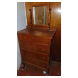 Oak Highboy Chest, Total 65 x 32 x 18