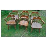 Set of 6 Solid Wood Barrel Back Chairs