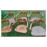 Set of 6 Solid Wood Barrel Back Chairs