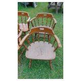 Set of 6 Solid Wood Barrel Back Chairs