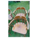 Set of 6 Solid Wood Barrel Back Chairs