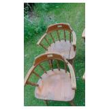 Set of 6 Solid Wood Barrel Back Chairs