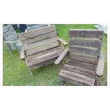 2- Wood Benches and 2-Wood Chairs