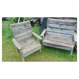 2- Wood Benches and 2-Wood Chairs