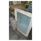 Vintage Metal Shelf, Mirror, 7-up Crate and Floor Lamp