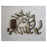 Vintage skeleton keys, hat/coat hoo...