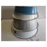 Vintage enamel: 16" white with red ...