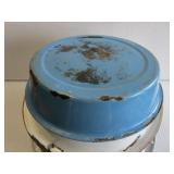 Vintage enamel: 16" white with red ...