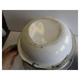 Vintage enamel: 16" white with red ...