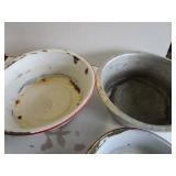 Vintage enamel: 16" white with red ...