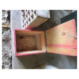 Bottle flat, wooden box...