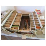 Tackle box & tackle, wooden 8-1/2",...