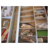 Tackle box & tackle, wooden 8-1/2",...