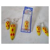 Brass Len Thompson Lures, four 00, ...