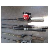 Rods, minnow bucket, landing net...