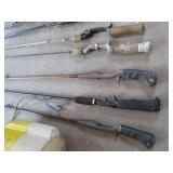 Rods, minnow bucket, landing net...