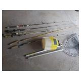 Fishing rods, minnow bucket, landin...