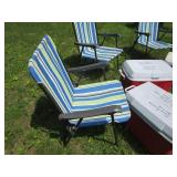 Three coolers, three folding chairs...