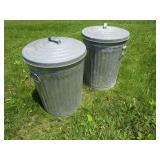 Galvanized 20 gallon trash cans wit...