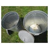 Galvanized 20 gallon trash cans wit...