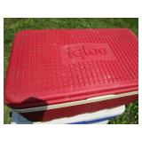 Three coolers, three folding chairs...