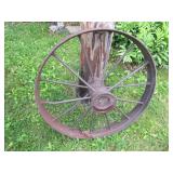 Primitive steel wheel, 32"D x 4"W...